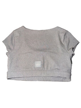 ALO YOGA BLISSFUL HENLEY BRA TOP HEATHER GREY SIZE MEDIUM